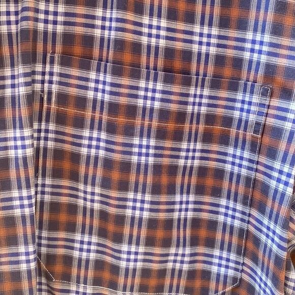 Scott Barber button down XL cotton long sleeve navy plaid - Picture 3 of 6
